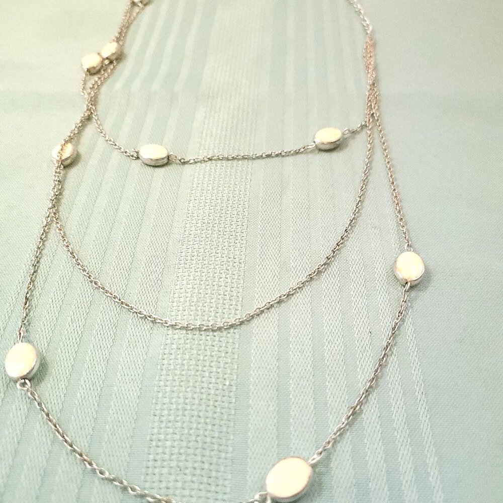 Vintage Y2K Silver Tone Flat Disc Station Necklace 19.5" Minimalist Coin Link